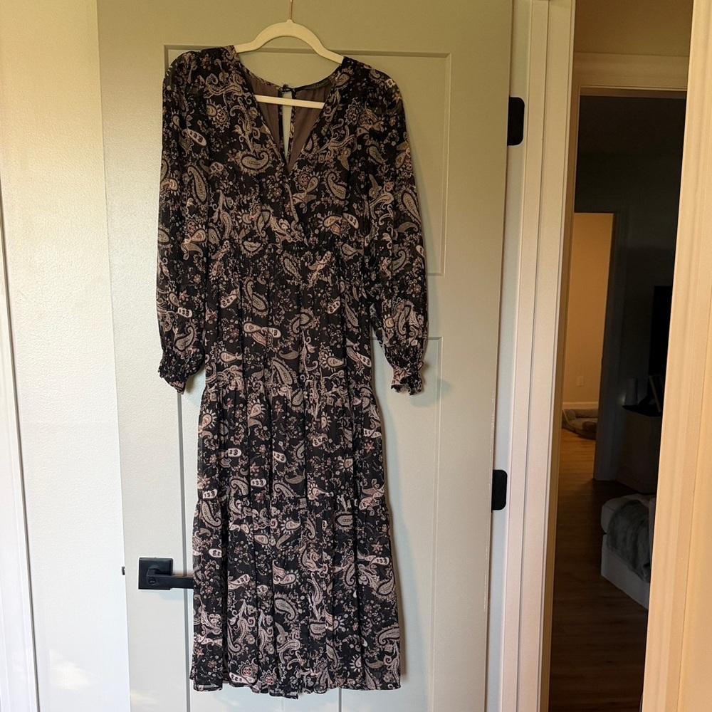 Dress Forum Black and Soft Blush Paisley Maxi Dress